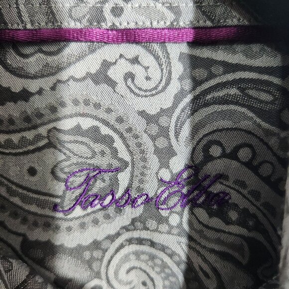 Tasso Elba Shirt Mens Large Gray Paisley Long Sleeve Button Up FLAWS - Picture 2 of 13